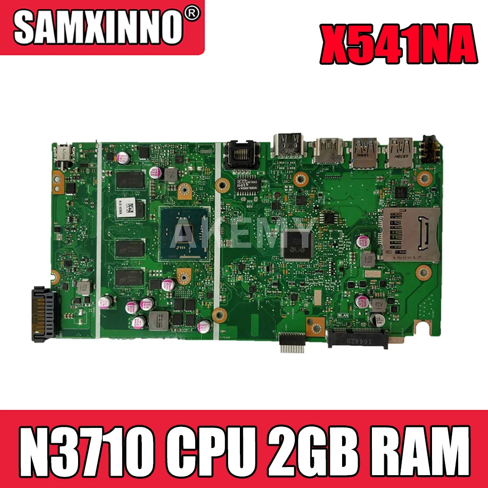 Материнская плата Akemy для ноутбука ASUS VivoBook Max, системная плата X541NA, протестированная материнская плата X541N 100%, процессор OK N3710, 2 Гб ОЗУ