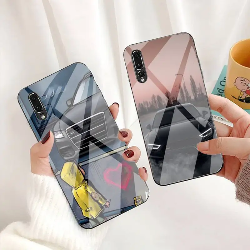 

Luxury A-Audi RS Sport Car Popular Phone Case For Huawei P30 P20 P10 Lite Honor 7A 8X 9 10 Mate 20 Pro Tempered Glass