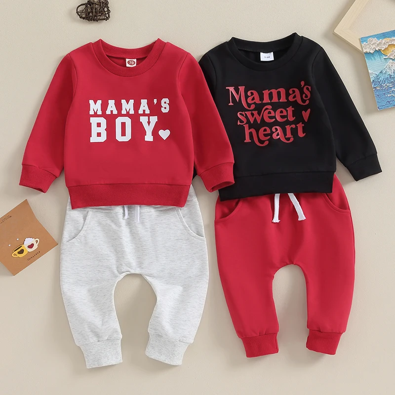 

Детский костюм для мальчиков на День святого Валентина, свитшот с длинным рукавом и брюки на шнуровке