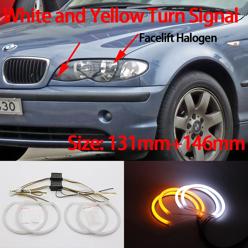 

Комплект Белых Светодиодных Фар Angel Eyes (Halo) Для BMW 3 Серии E46 (седан, Универсал, Купе, Компакт) 1998-2005, Материал ABS