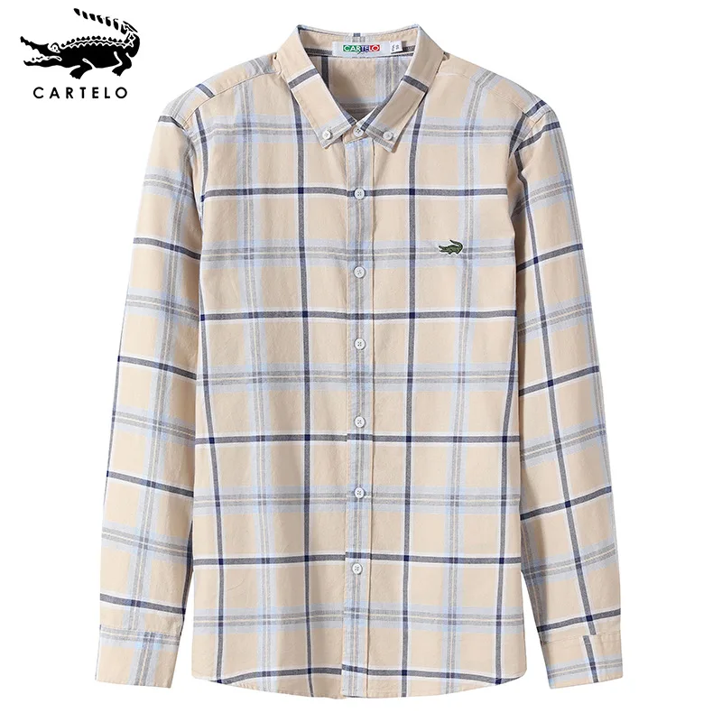 

Cartelo men's Long Sleeve Plaid Stripe Shirt Men's shirt 2022 top quality business shirt casual shirt