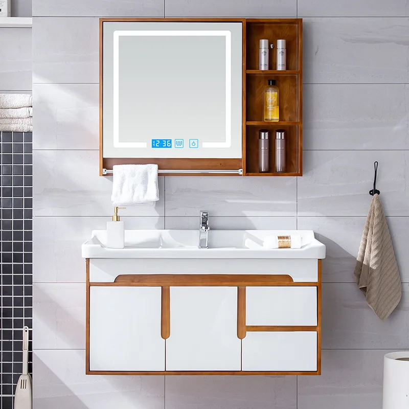 

Oak Bathroom Cabinet Combination Wall Cabinet Smart Mirror Cabinet Bathroom Washbasin Cabinet bathroom storage cabinet