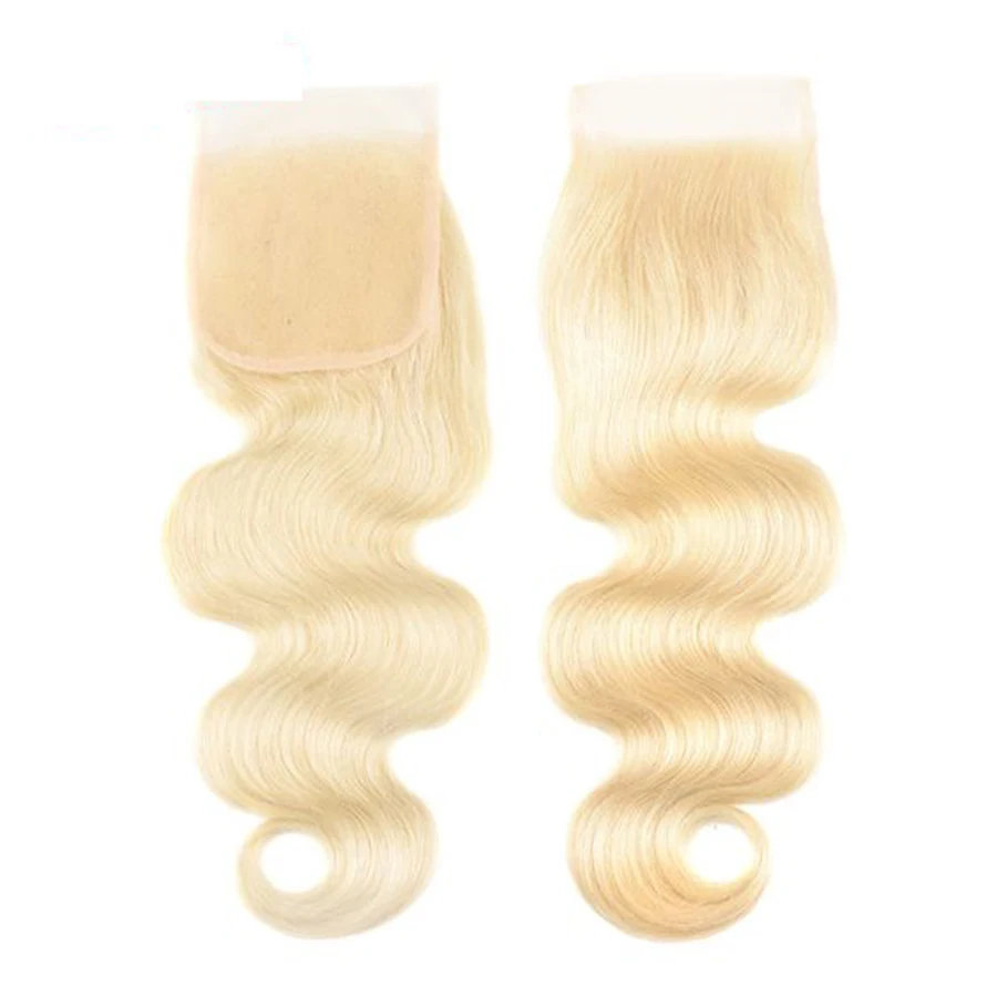 613 Blonde Lace Closure With Baby Hair 10-20 Inch Free Part 4x4 Lace Closure Swiss Lace 100% Remy Body Wave Human Hair