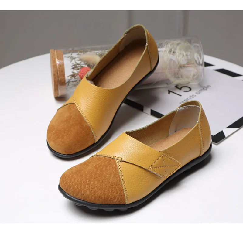 Women's Mary Jane Shoes Summer Leisure Ladies Flat Shoes Soft Sole Genuine Leather Moccasin Ladies Lefu Shoes Female Boat Shoes
