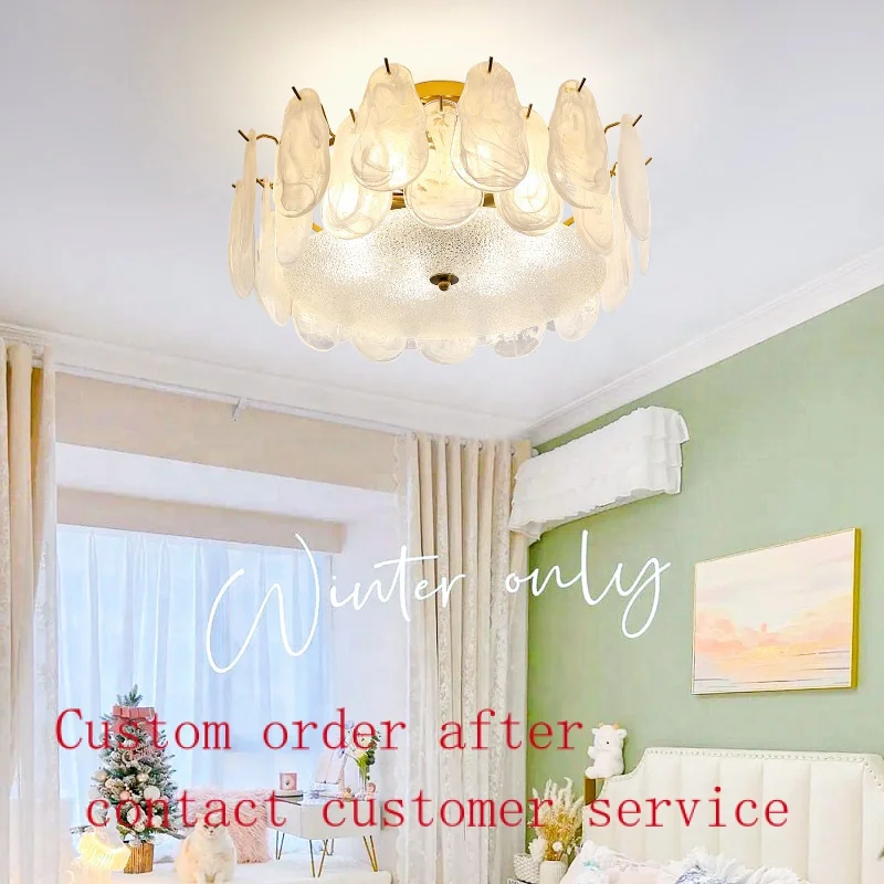 

Modern Elegant Ceiling Pendant Light Living Room Mulberry Leaves Glass Led Chandelier Light for living room