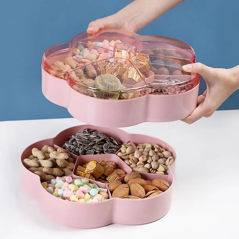 

Double Sealed Dried Fruit Plate Home Snack Plate Compartment Living Room Type Creative Trial Box Melon Seed Plate Candy Box