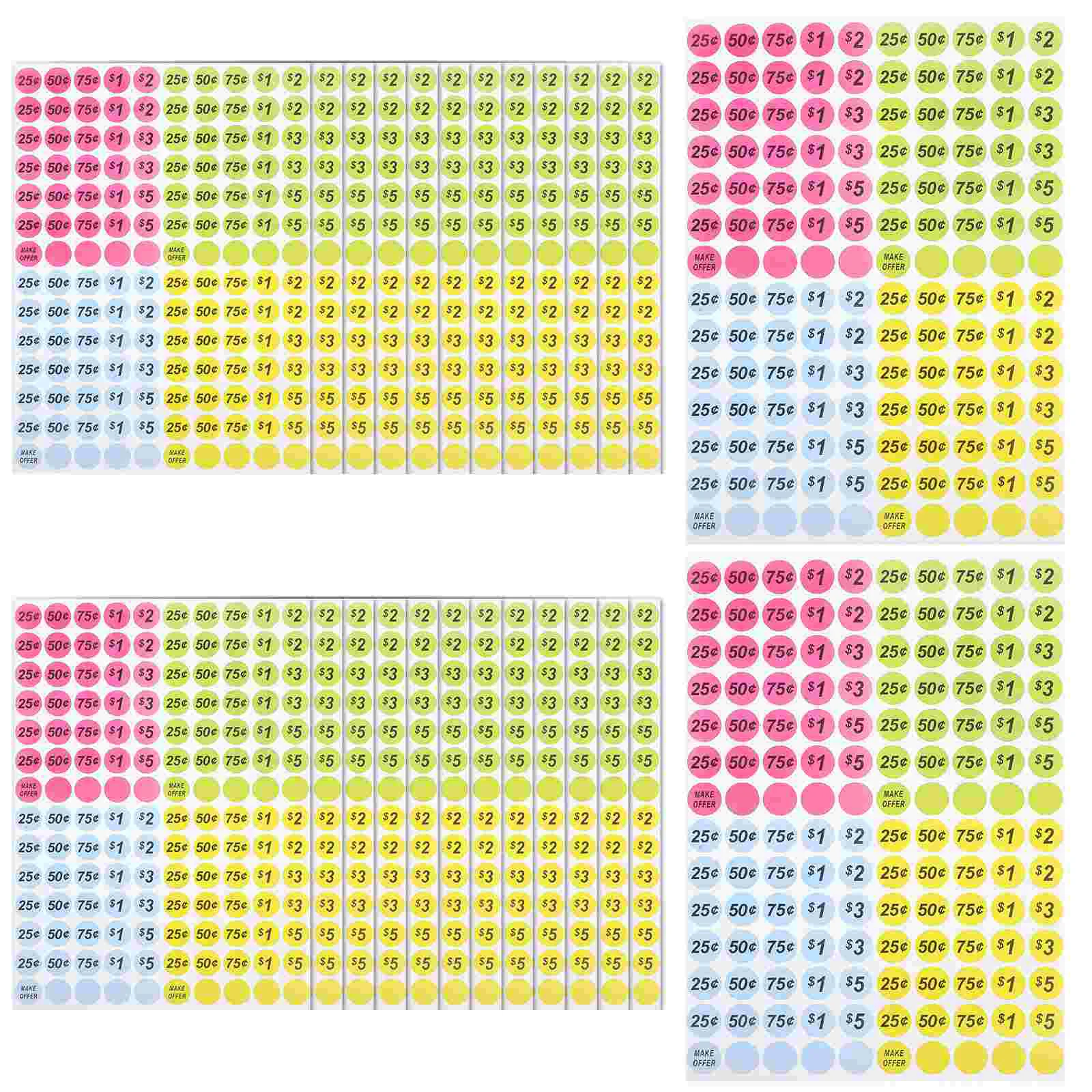 

25 Sheets Tag Round Price Label Goods Pricing Stickers Number Supermarket Pre-priced Decals Copper Plate