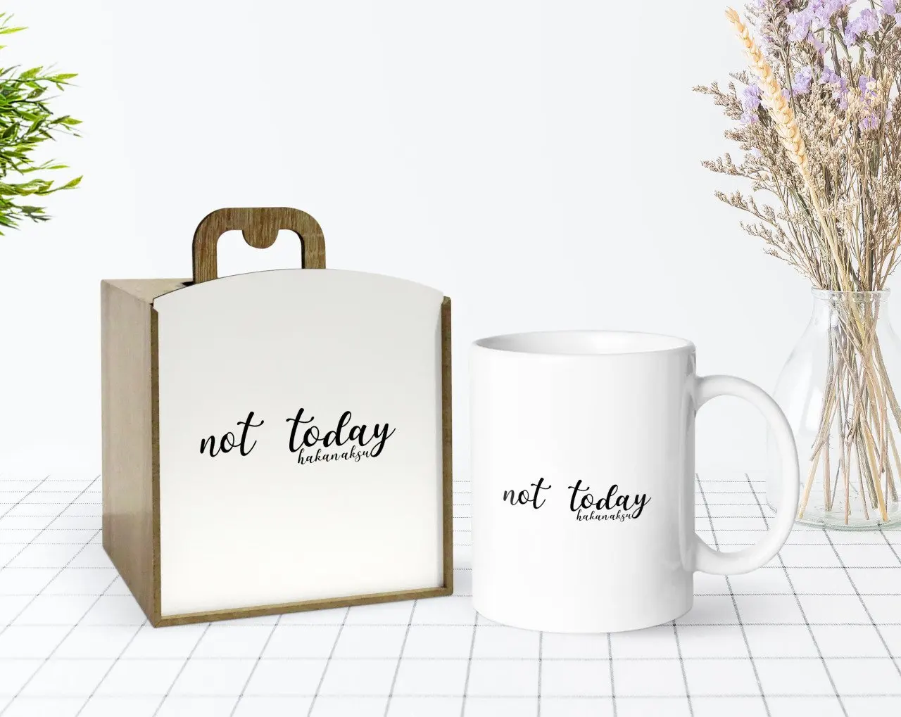 

Сделанный на заказ в деревянной коробке не сегодня дизайн белая кружка Bardak-1