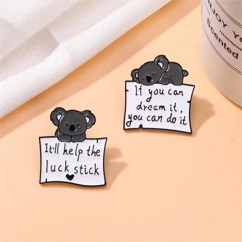 Эмалированная брошь в виде мультяшного коала