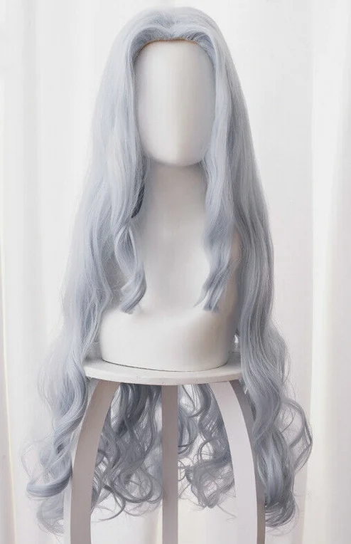 Парик для косплея My Hero Academia Eri длинные серые вьющиеся волнистые волосы полный