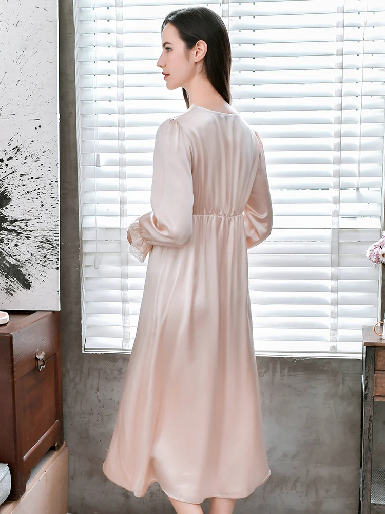 Женская шелковая ночная рубашка 100% одежда для сна из натурального шелка тутового