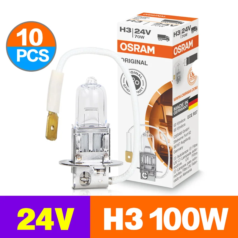 OSRAM оригинальные фары лампы 24 В H3 100 Вт 62243 PK22s для грузовиков автобусов галогенные