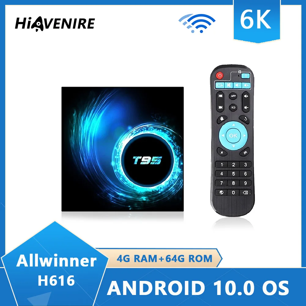 T95 4K Mini Android Smart TV Box 4G DDR3 32G 64G eMMC Allwinner H616 Android 10.0 OS Set Top Box 2.4G+5G WIFI Media Player