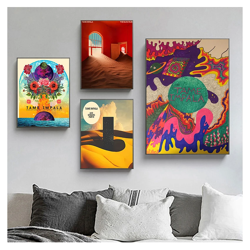 And Prints Rock Music Band Tour Art Canvas Painting Wall Pictures For Living Room Home Decor New Tame Impala Psychedelic Poster