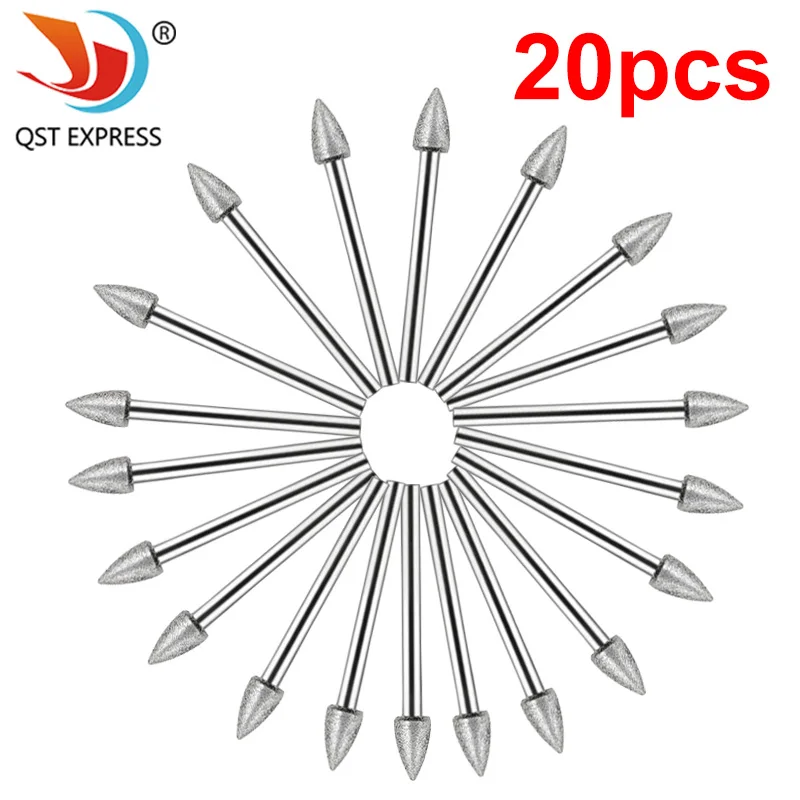 

Набор алмазных роторных Сверл с хвостовиком 3 мм, 20 шт., спеченные алмазные Буры, абразивные шлифовальные детали