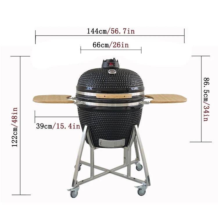 Керамический угольный гриль KIMSTONE KAMADO 26 дюймов, большой, черный, для барбекю (Китай) (art.: 3920d8eebd935) - 3920d8eebd935