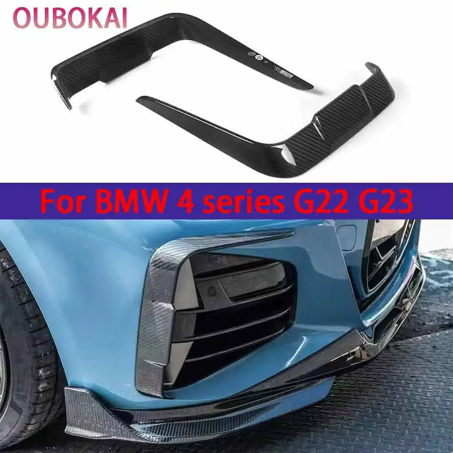 Фото Для BMW 4 серии G22 G23 2020+ Комплект обвеса из карбона: передний бампер, ветровые ножи, сплиттеры, спойлеры, воздуховоды, декоративные накладки №1