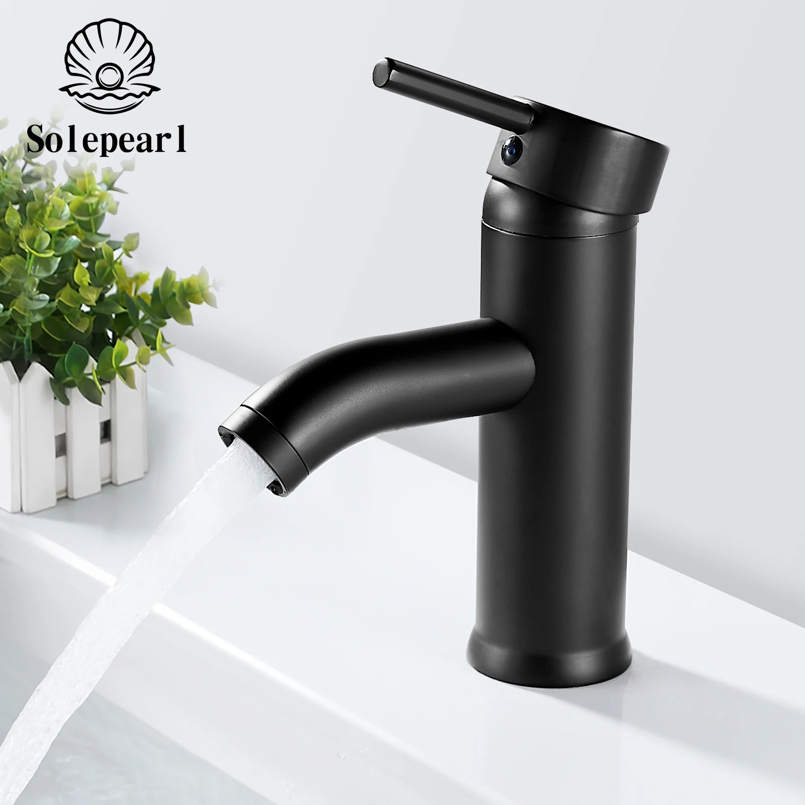 

Solepearl Bathroom Basin Faucets Black Stainless Steel Cold Hot Mixer Tap Basin Sink Tap Single Hole Tap torneiras do banheiro
