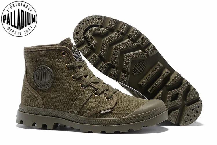 

PALLADIUM Pampa Hi 52352 Army green Sneakers Comfortable High Quality Ankle Boots New Colors Lace Up Canvas Men Shoes Size 40-45