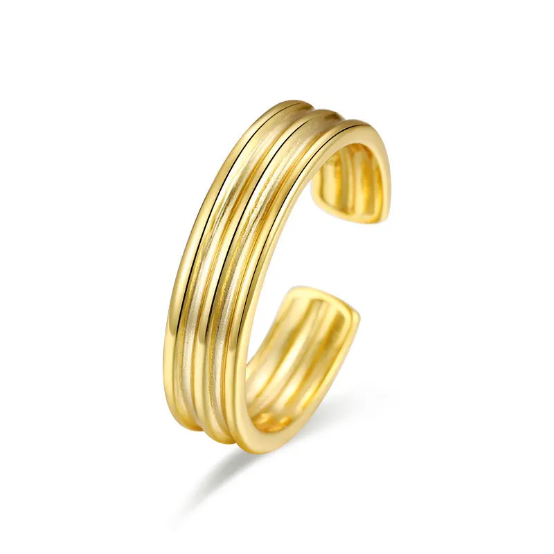 

Минимализм 925 пробы серебряные винтажные Регулируемые кольца 18K позолоченные простые панк хип-хоп ювелирные изделия для женщин 2022