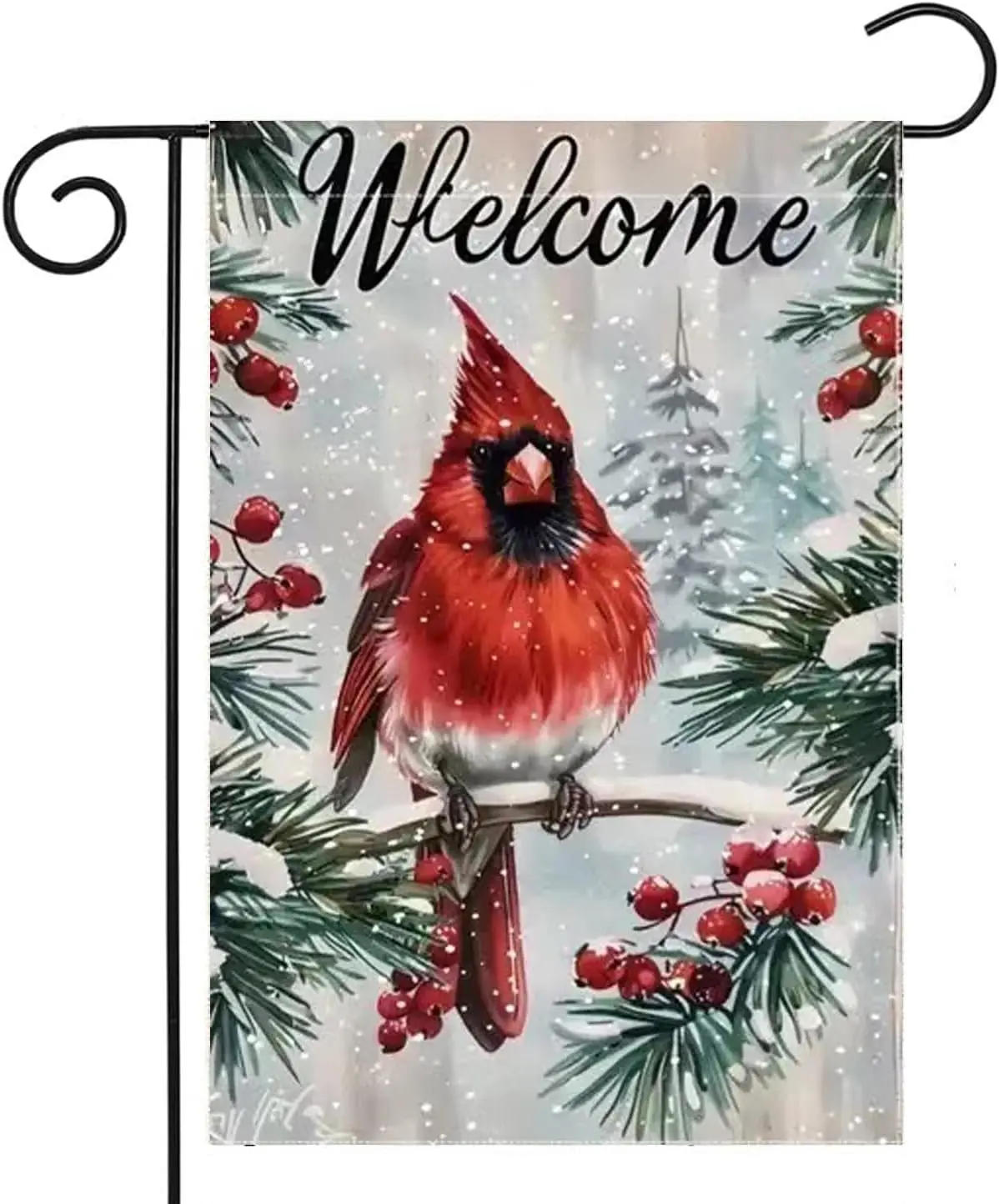 Зимний садовый флаг с птицами 12x18 дюймов вертикальный двусторонний добро