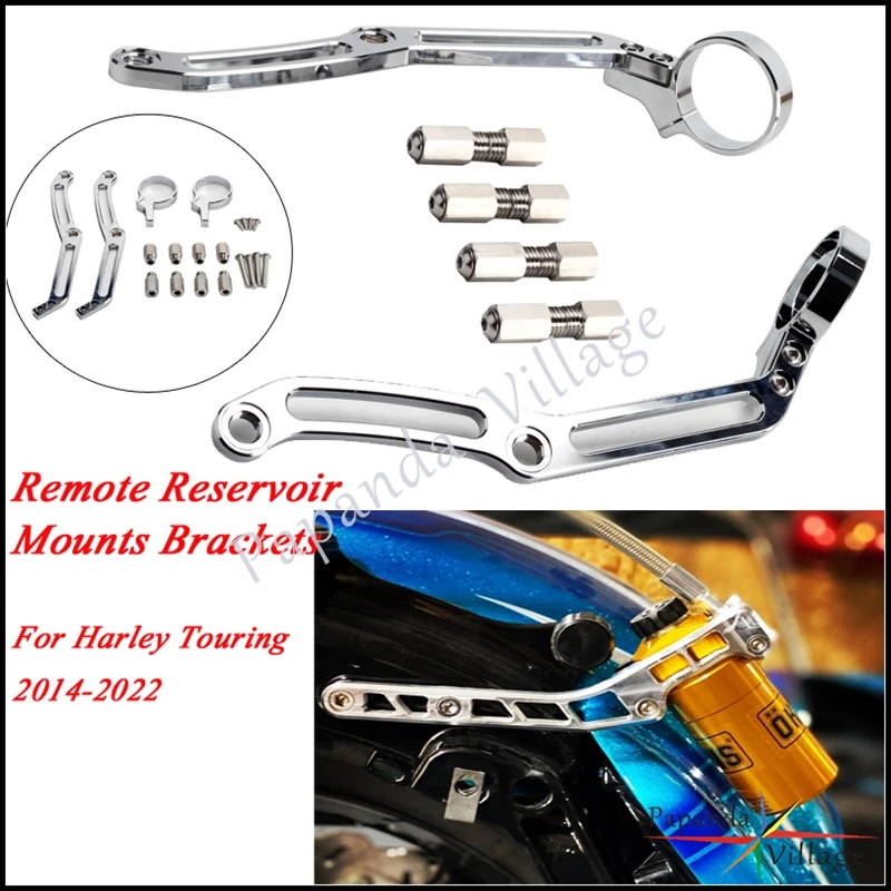 

Remote Reservoir Mounts Brackets Fit Ohlins HD 044 Legends Revo Shocks For Harley Touring Road King Electra Street Glide 2014-UP