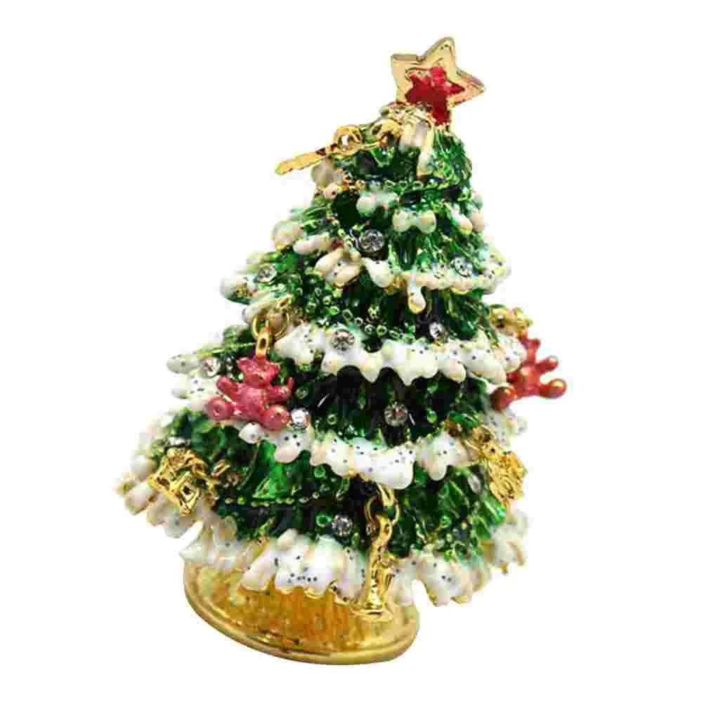 

Box Christmas Tree Case Jewelry Ring Trinket Desktop Holderornaments Decor Metal Display Earring Holidaysparkling Craft Necklace