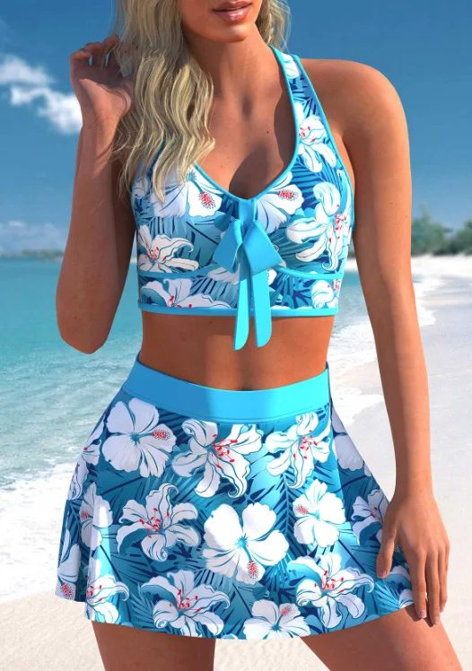 

2022 New Skirt Swimsuit Women Swimwear Cross Bow Sexy Beachwear Biquini Bathing Women Two Piece Suit Bikini High Waist Plus Size