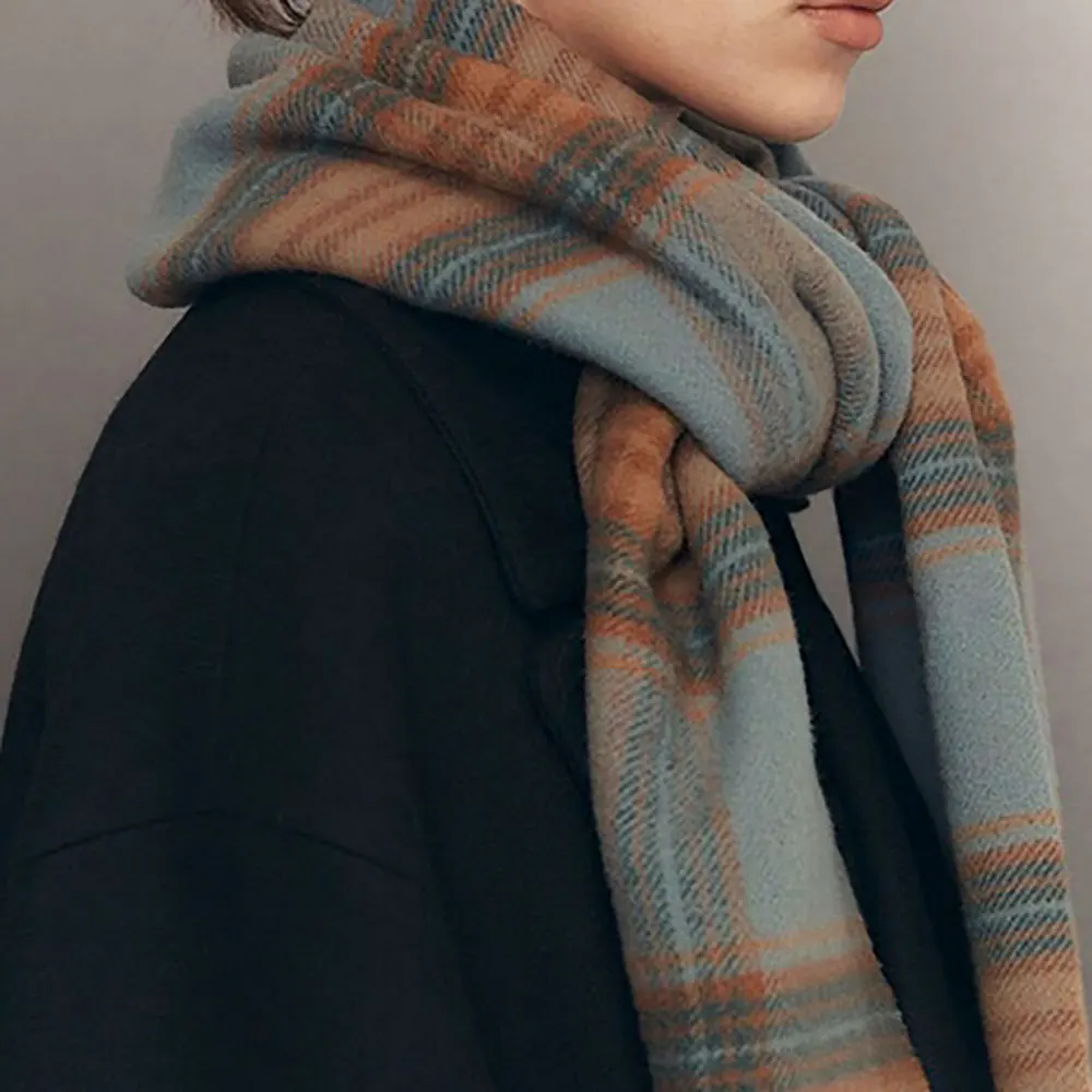 Женский шерстяной шарф L0 * очень длинный клетчатый теплая и универсальная Новая