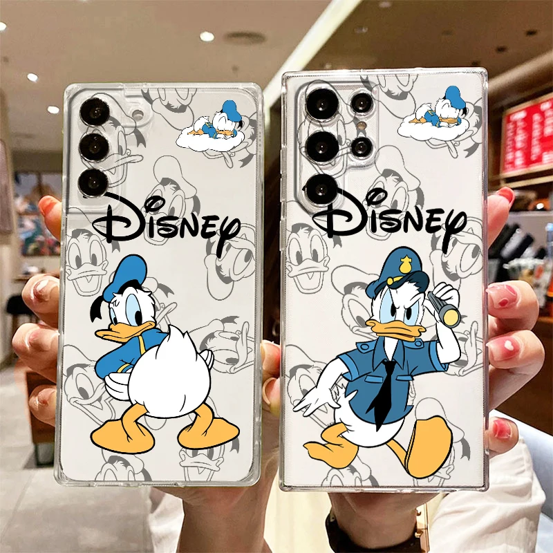 

Disney Donald Duck Cute Transparent Phone Case For Samsung S23 S22 S21 S20 FE Ultra Pro Lite S10 S10E S9 S8 Plus 5G
