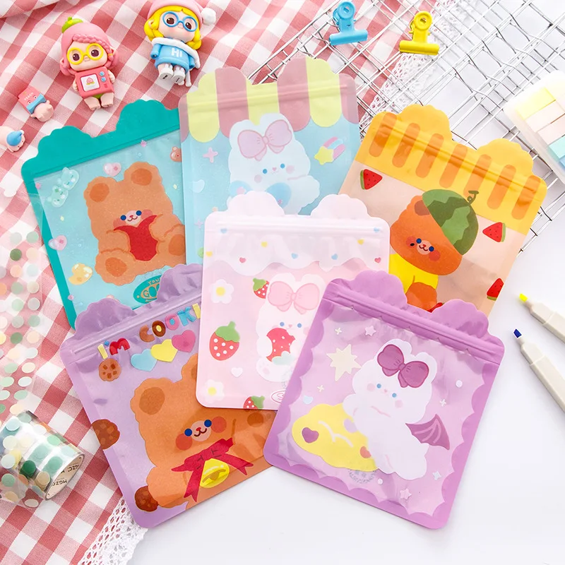5/10pcs Food Ziplock Bag Cute Rabbit Bear Candy Cookie Packaging Bags Wedding Birthday Party Decorations Gift Wrapping Supplies