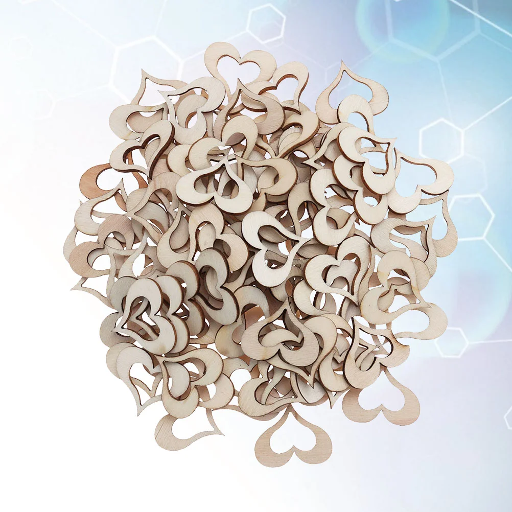 

50 Pcs Heart Decor DIY Craft Wood Chip Woodsy Decor Rustic Wedding Ornaments Rustic Table Decor DIY Wooden Gift Tag Hollow Out