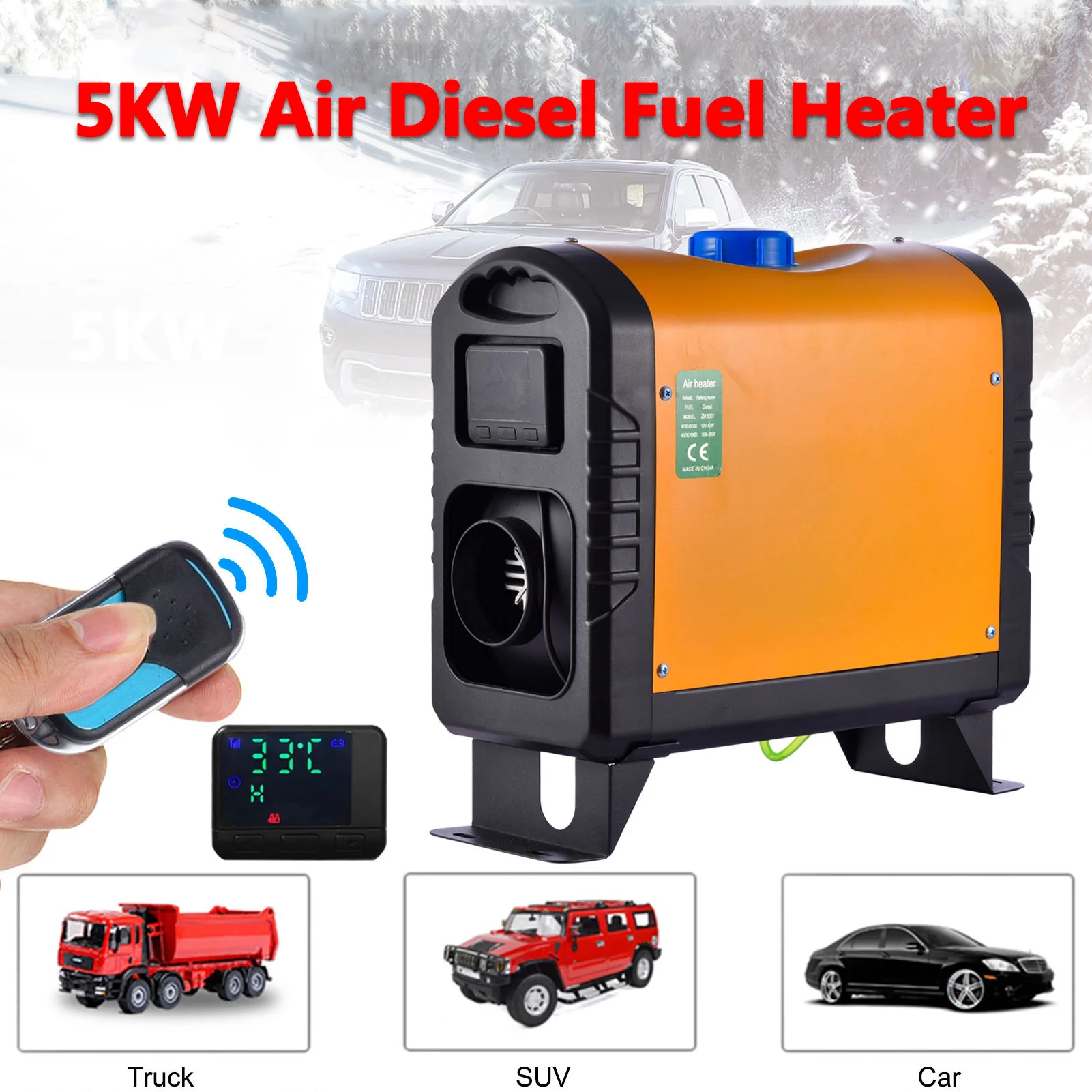 

All In One Air 12V / 24V Diesels Car Parking Heater 5KW Adjustable For Trucks Motor-Homes Boats Bus With LCD Key Switch+Remote