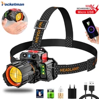 p50 induction headlamp with side light built in rechargeable battery five modes headlight with type c cable
