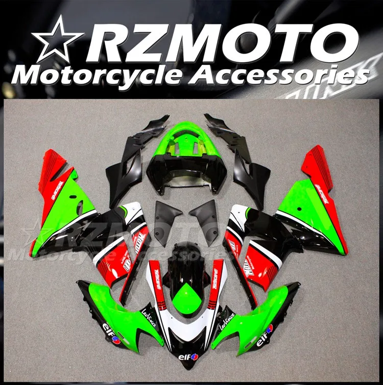 

4Gifts New ABS Motorcycle Fairings Kit Fit for Kawasaki Ninja ZX-10R 2004 2005 04 05 Bodywork Set Red Green Cool