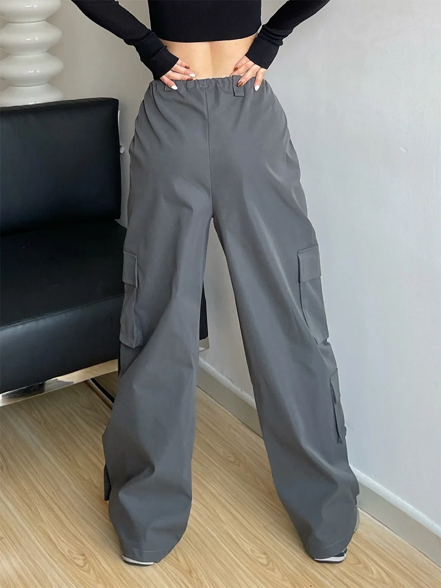 

Новинка Весна 2023 женские свободные брюки TVVOVVIN с несколькими карманами модные однотонные повседневные широкие брюки с высокой талией спортивные брюки 9SEW