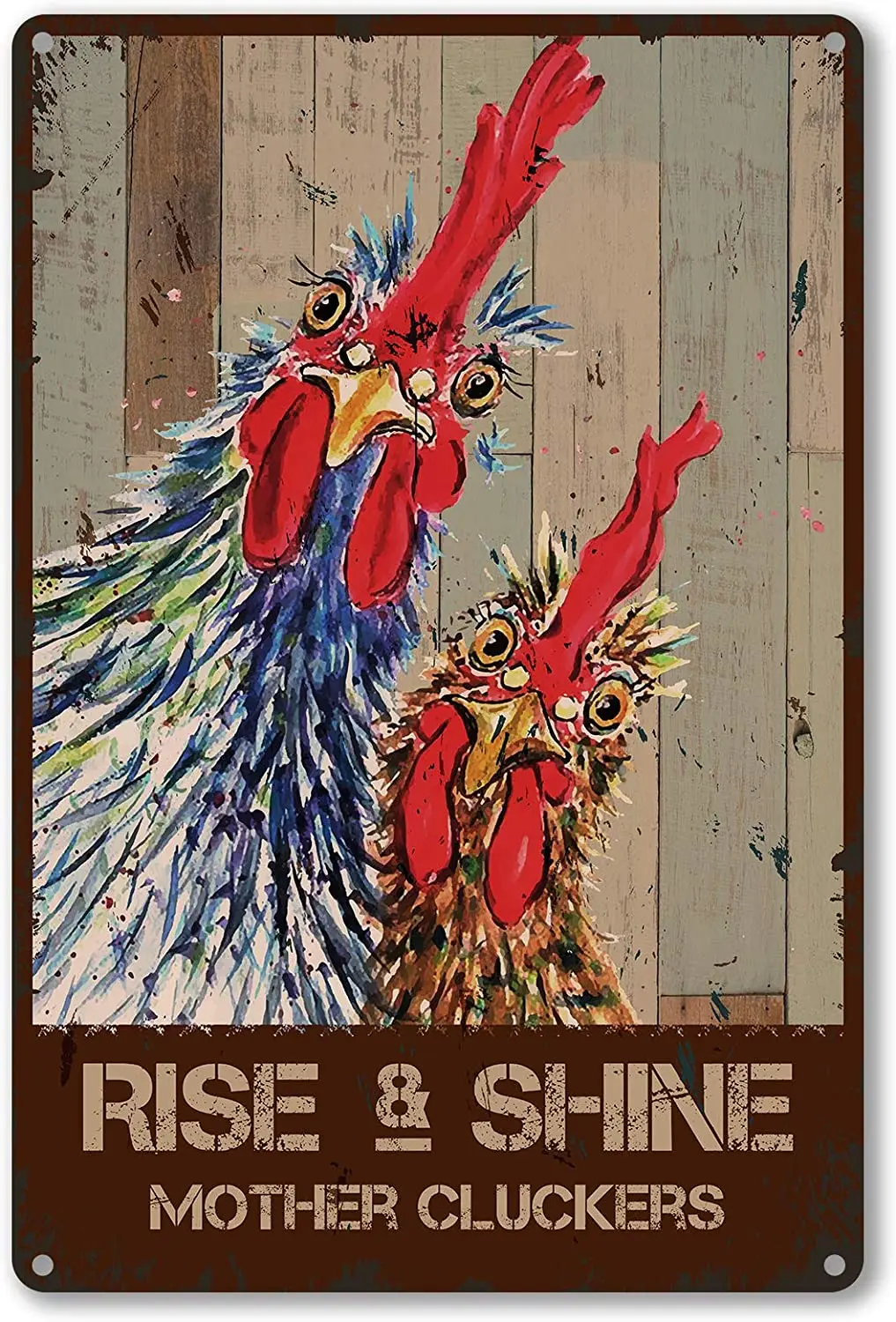 Забавное металлическое настенное украшение, винтажные булавки для подъема и сияния, петух, курица, жестяной знак, подарки для дома, для загородного двора и сада