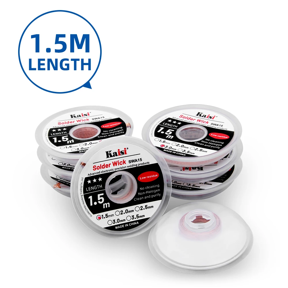 

Оплетка для удаления припоя, Ширина 1,5 мм, 2,0 мм, 2,5 мм, 3,0 мм, 1 шт.