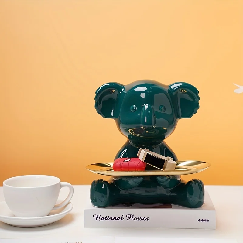 

Creative koala tray Decoration Statue Earring Storage Holder Lovely Keys Tray Bookshelf for Living Room Desktop Ornament Gift