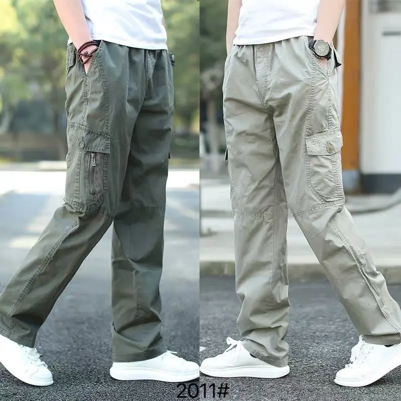 

Men 2022 Spring Summer New Casual Cargo Pants Men Multi-pocket Overalls Pants Male Loose Straight Pants Work Trousers A268