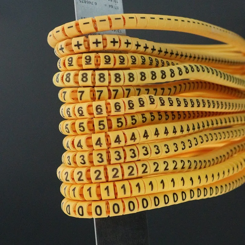 Freeshipping 120/600PCS Yellow Cable Markers EC-0/1/2/3/5/8 0.5 0.75 1 1.5 2.5 4 6 8 10 12 16 25 35MM2  For Wire Diameter Tubing