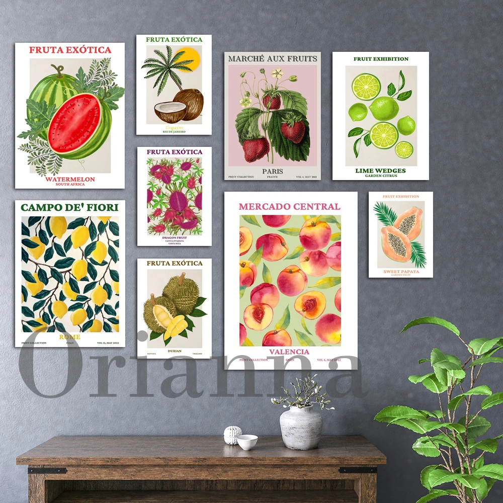 Фруктовый рынок римские лимоны цитрусовый арбуз дуриан питайя кокос папайя лайм