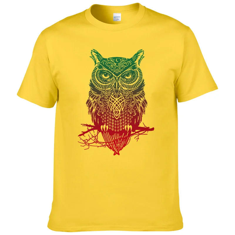 Лето 2023 модная уличная мужская хлопковая футболка с принтом совы аниме животных