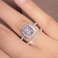 caoshi 2pcsset exquisite engagement rings for women dazzling crystal jewelrybridal wedding accessories with fashionable design