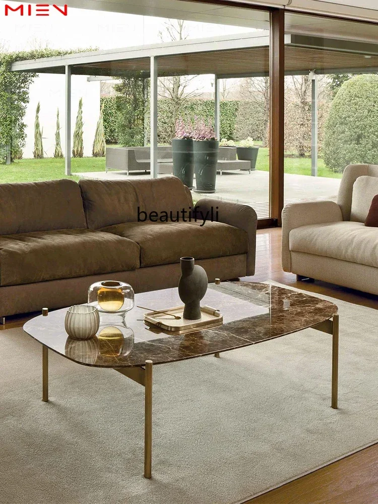 Легкий роскошный журнальный столик для гостиной Emperador с мраморной столешницей