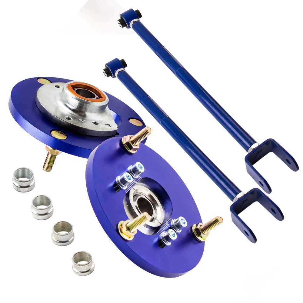 

Rear Camber Control Arms + Front Camber Plate For BMW E36 E46 Z4 X3 Coilover Coil Top Hat Mount for 3 Series 1998-2005 Blue