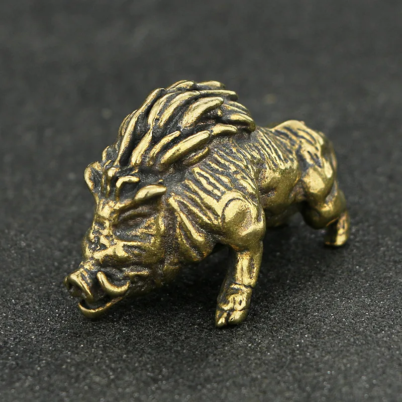 

Vintage and Old Handicrafts Pure Copper Small Wild Boar Ornaments Copper Carving Tea Pet Brass Small Copper Collection