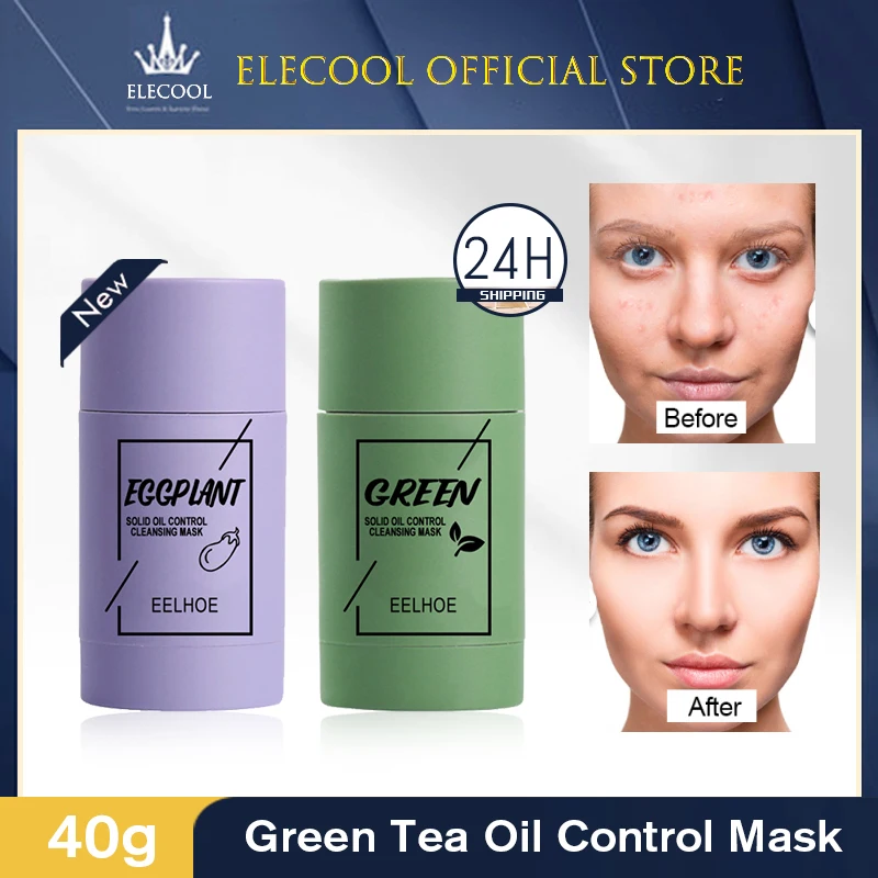 

Cleansing Green Stick Green Tea Face Mask Purifying Clay Stick Mud Mask Oil Control Anti-Acne Eggplant Whitening Face Skin Care