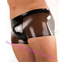 male latex shorts black with transparent black rubber boxer panties handmade fetish underwear short pants no zip