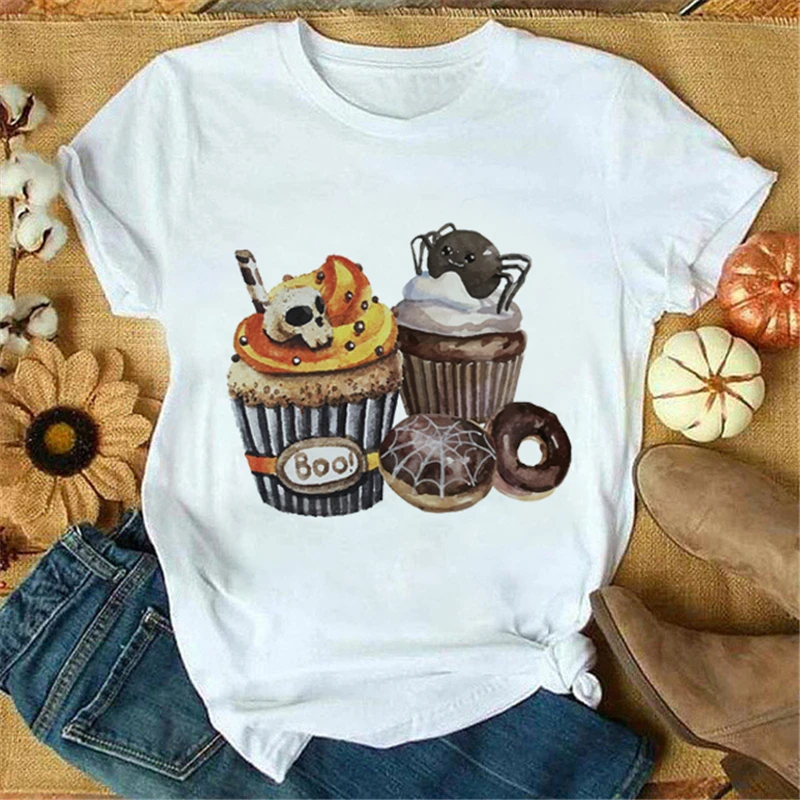 

Женские футболки с рисунком тыквы в веб-стиле, осень 2021, женские топы с мультяшным принтом на Хэллоуин, День благодарения, 90-х, футболка, футб...